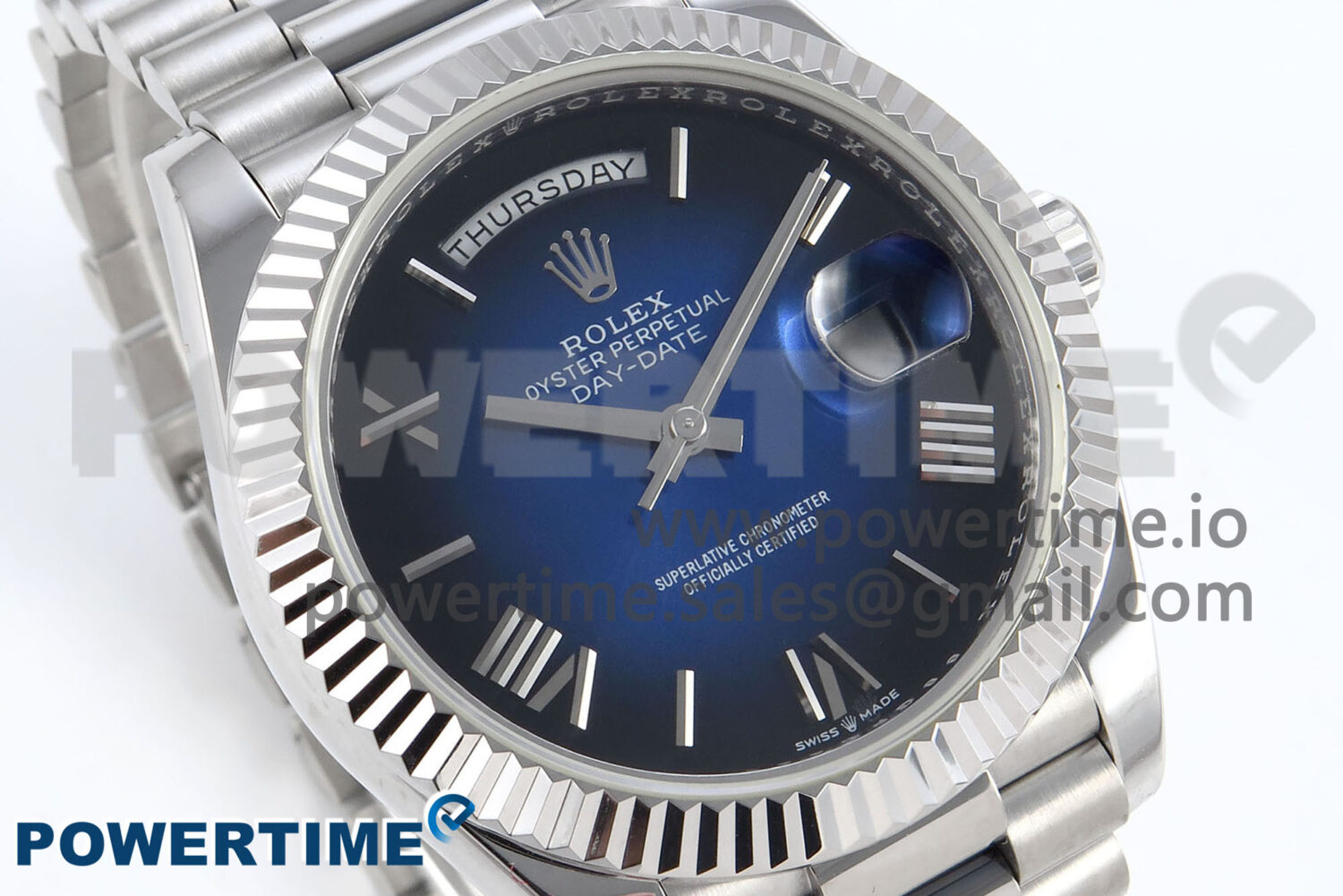 Day Date 40 SS 228239 KF 1:1 Best Edition Blue Ombre Dial on President Bracelet VR3255 (Gain Weight) - Image 2