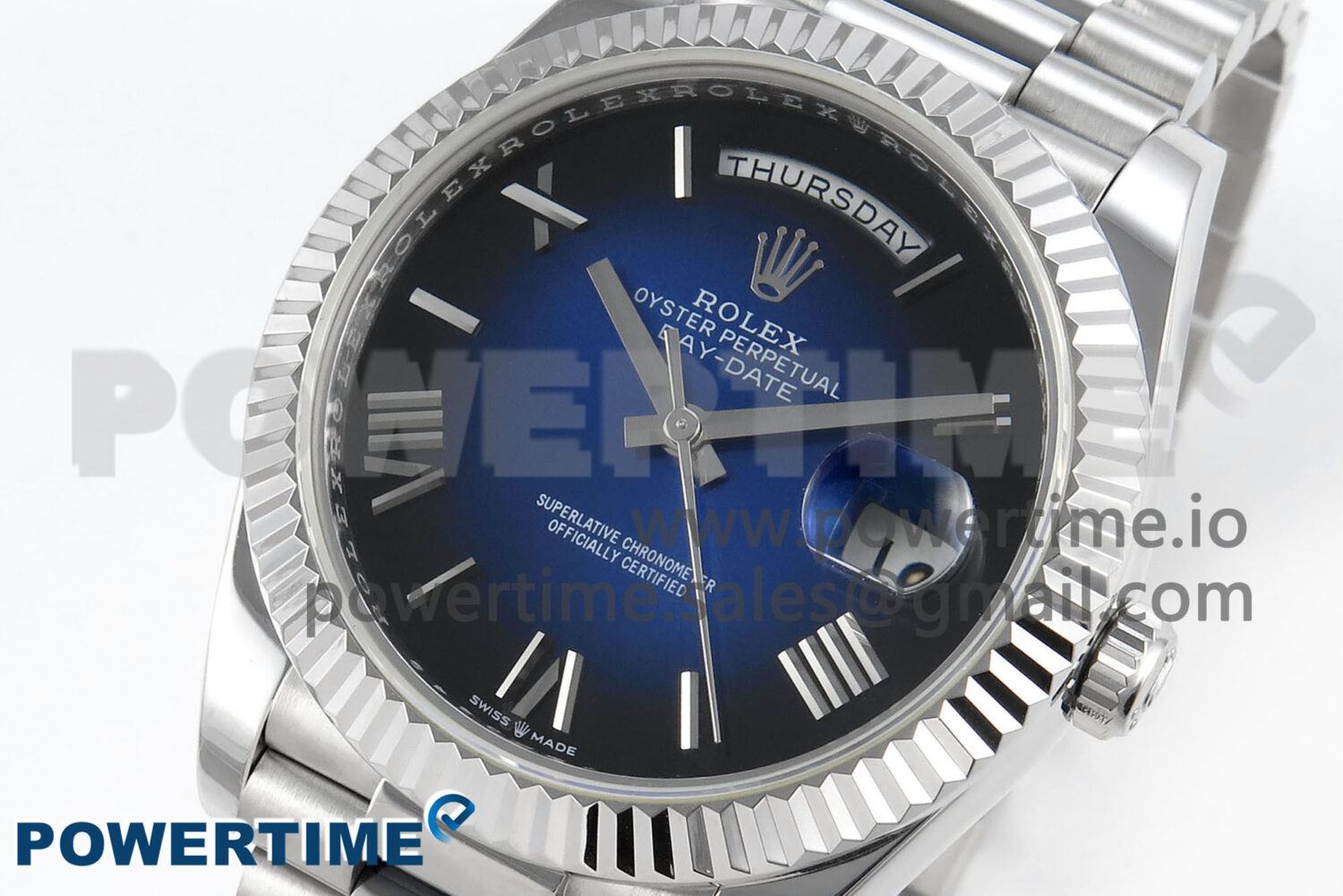 Day Date 40 SS 228239 KF 1:1 Best Edition Blue Ombre Dial on President Bracelet VR3255 (Gain Weight) - Image 3