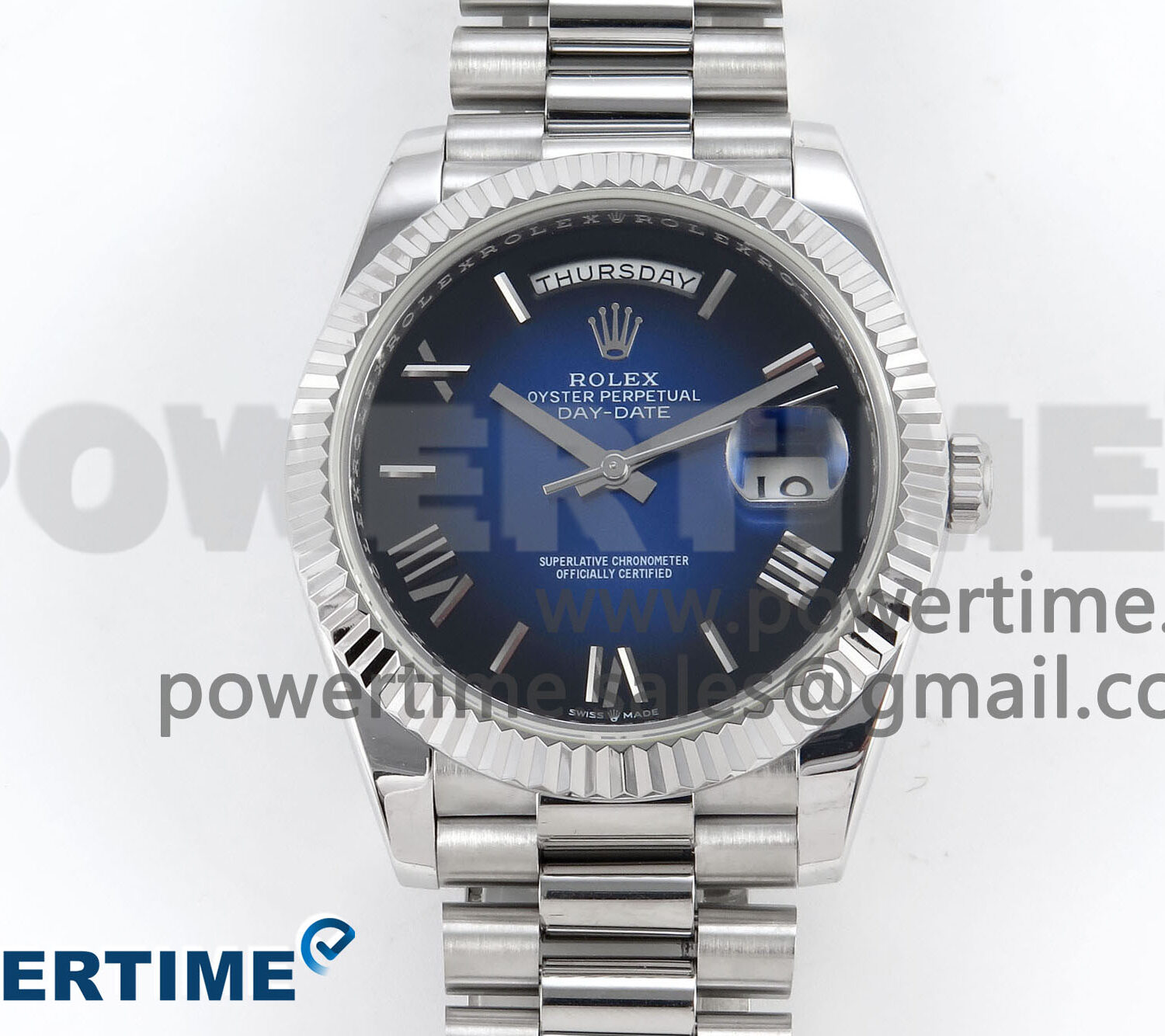 Day Date 40 SS 228239 KF 1:1 Best Edition Blue Ombre Dial on President Bracelet VR3255 (Gain Weight)