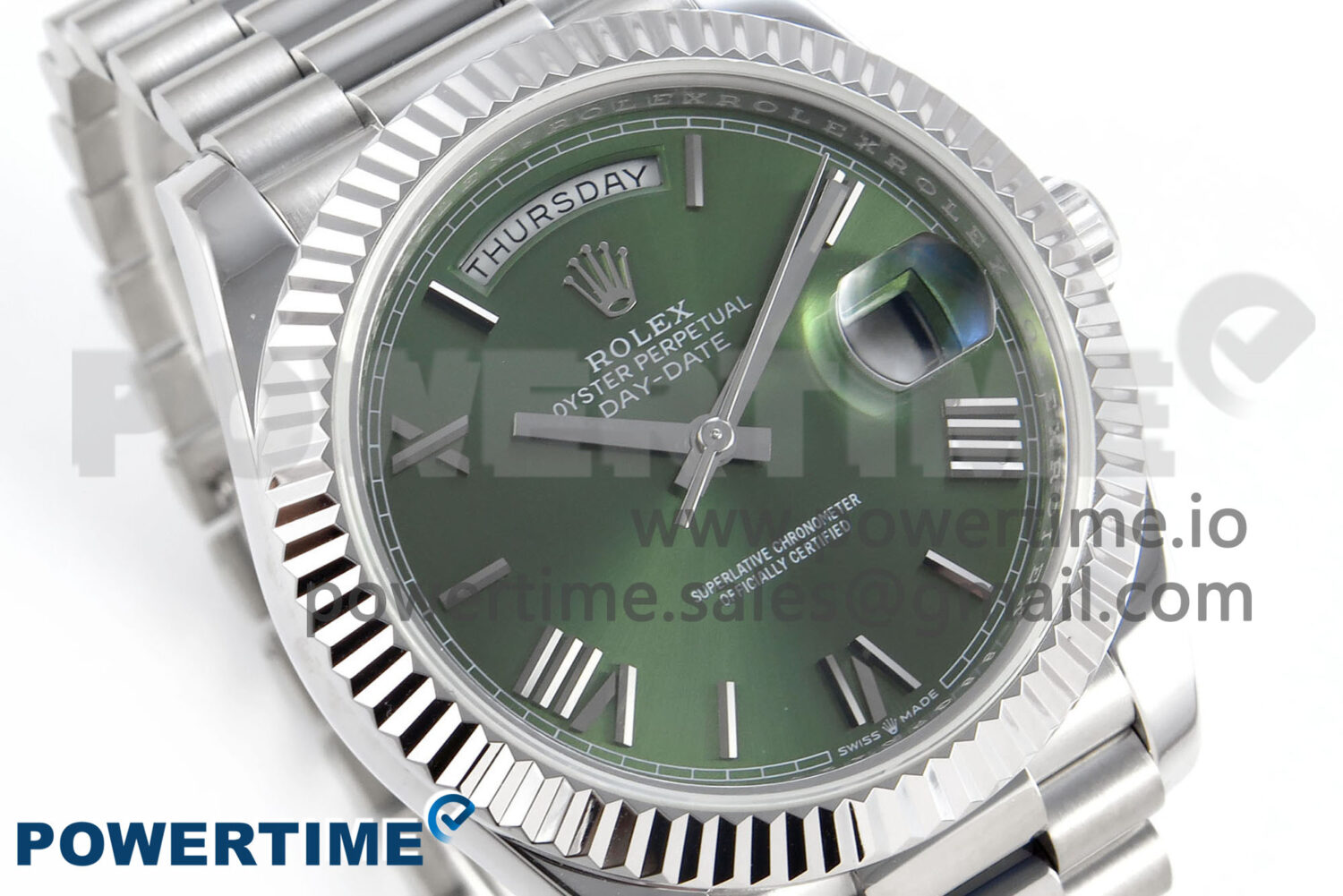 Day Date 40 SS 228239 KF 1:1 Best Edition Green Roman Dial on President Bracelet VR3255 (Gain Weight) - Image 2