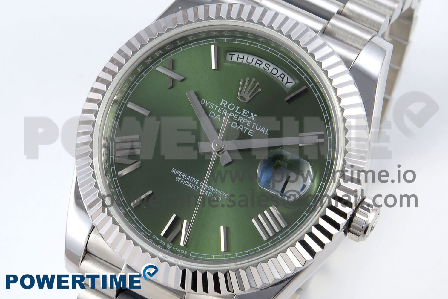 Day Date 40 SS 228239 KF 1:1 Best Edition Green Roman Dial on President Bracelet VR3255 (Gain Weight) - Image 3