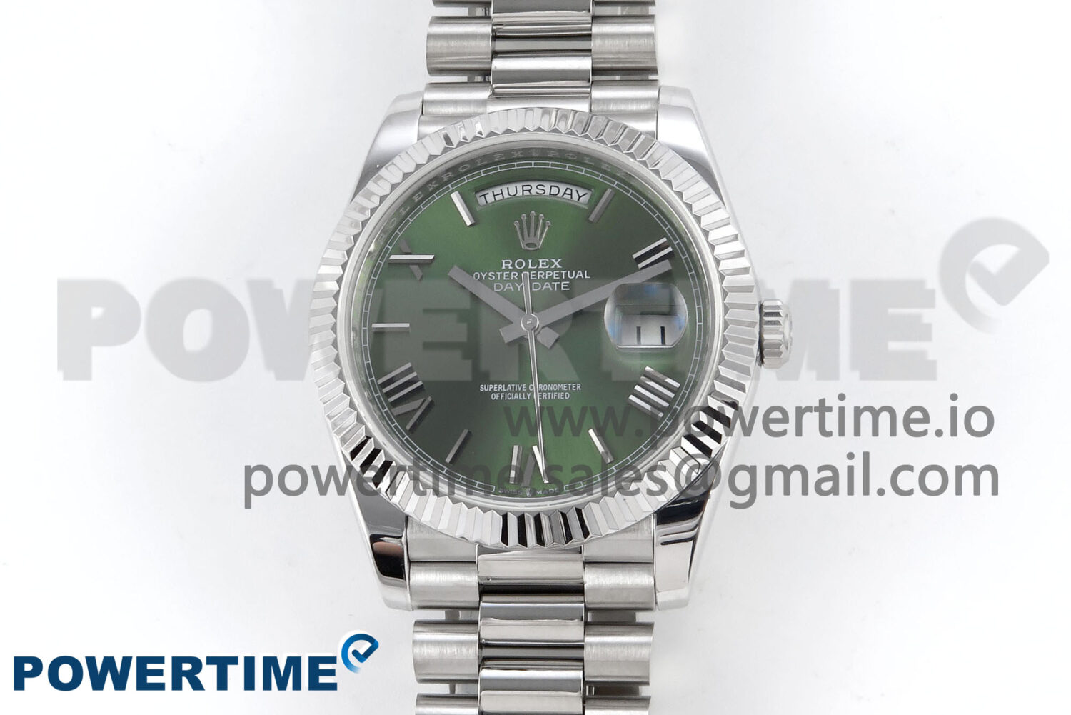 Day Date 40 SS 228239 KF 1:1 Best Edition Green Roman Dial on President Bracelet VR3255 (Gain Weight) - Image 1