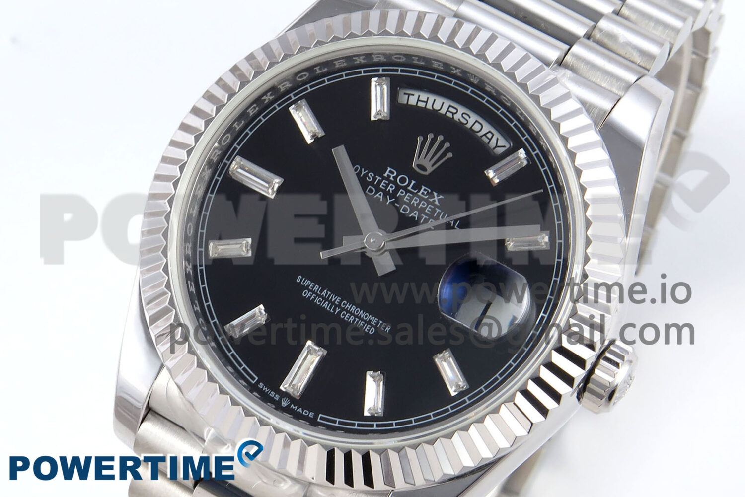 Day Date 40 SS 228239 KF 1:1 Best Edition Black Crystal Dial on President Bracelet VR3255 (Gain Weight) - Image 3