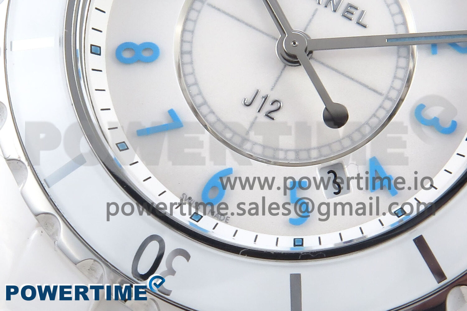 J13 33mm White Ceramic HTF 1:1 Best Edition White/Blue Dial on Bracelet Swiss Quartz - Image 5