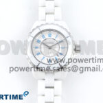 J13 33mm White Ceramic HTF 1:1 Best Edition White/Blue Dial on Bracelet Swiss Quartz