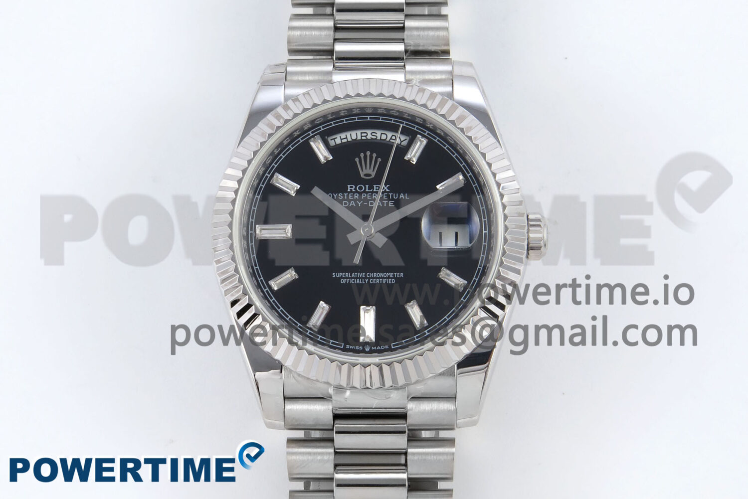 Day Date 40 SS 228239 KF 1:1 Best Edition Black Crystal Dial on President Bracelet VR3255 (Gain Weight) - Image 1