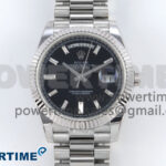 Day Date 40 SS 228239 KF 1:1 Best Edition Black Crystal Dial on President Bracelet VR3255 (Gain Weight)