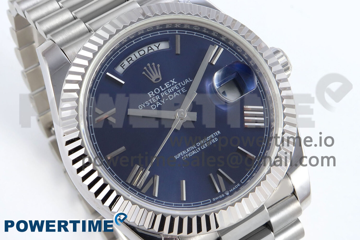 Day Date 40 SS 228239 KF 1:1 Best Edition Blue Roman Dial on President Bracelet VR3255 (Gain Weight) - Image 2