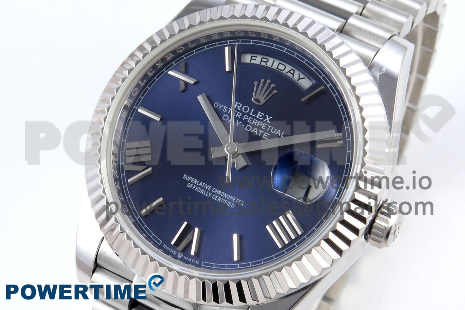 Day Date 40 SS 228239 KF 1:1 Best Edition Blue Roman Dial on President Bracelet VR3255 (Gain Weight) - Image 3