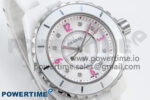 J13 33mm White Ceramic HTF 1:1 Best Edition Pink Dial Diamonds Makers on Bracelet Swiss Quartz - Image 2
