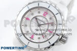 J13 33mm White Ceramic HTF 1:1 Best Edition Pink Dial Diamonds Makers on Bracelet Swiss Quartz - Image 3