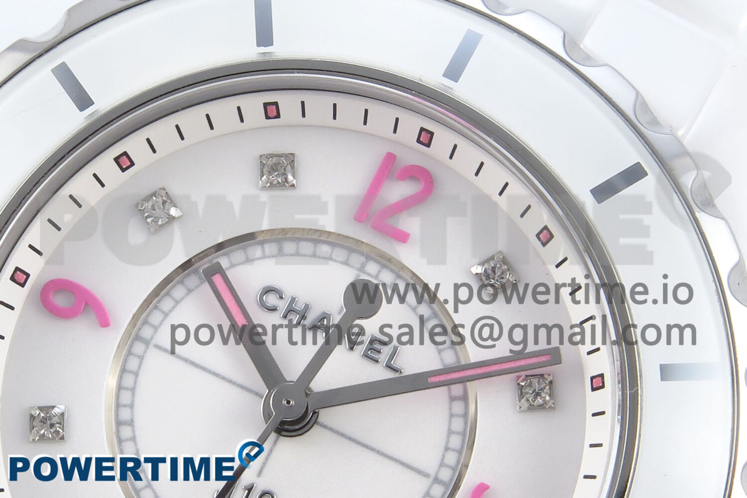 J13 33mm White Ceramic HTF 1:1 Best Edition Pink Dial Diamonds Makers on Bracelet Swiss Quartz - Image 4