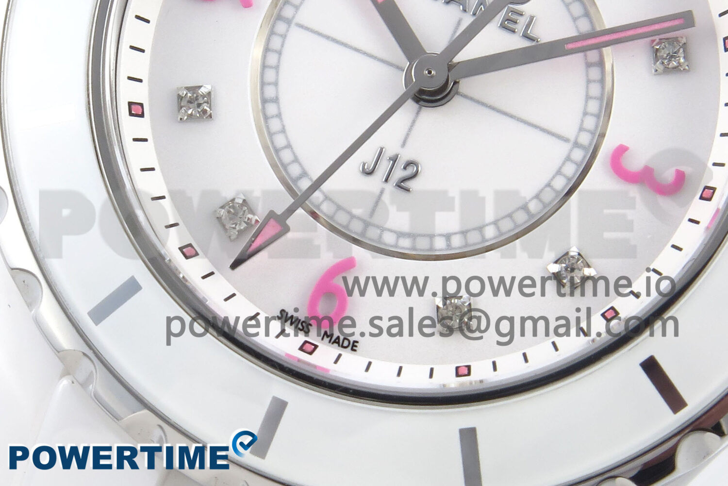 J13 33mm White Ceramic HTF 1:1 Best Edition Pink Dial Diamonds Makers on Bracelet Swiss Quartz - Image 5