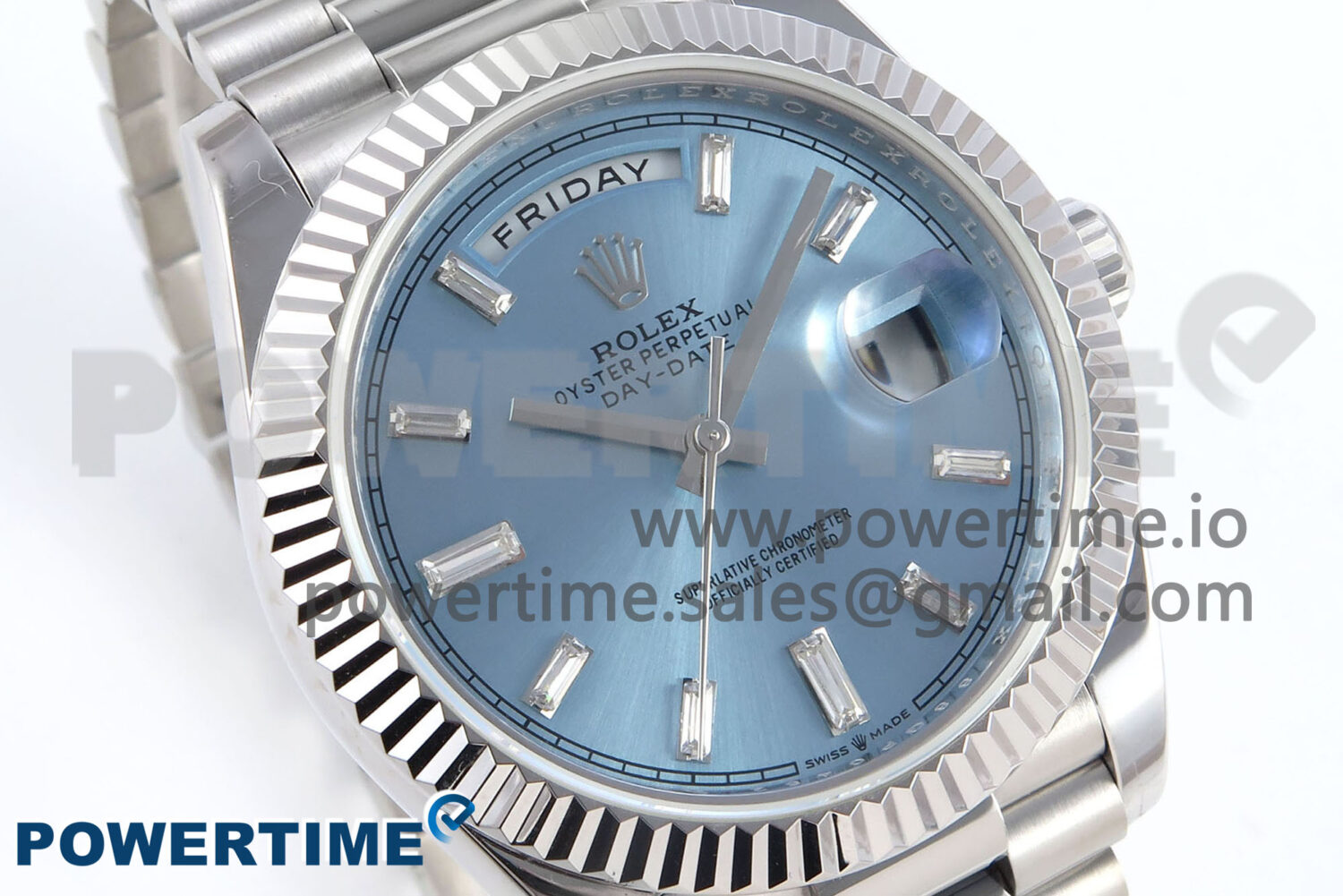 Day Date 40 SS 228236 KF 1:1 Best Edition Ice Blue Crystal Dial on President Bracelet VR3255 (Gain Weight) - Image 2