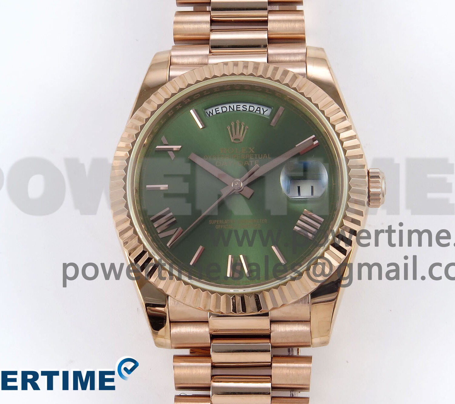 Day Date 40 RG 228235 KF 1:1 Best Edition Green Roman Dial on President Bracelet VR3255 (Gain Weight)