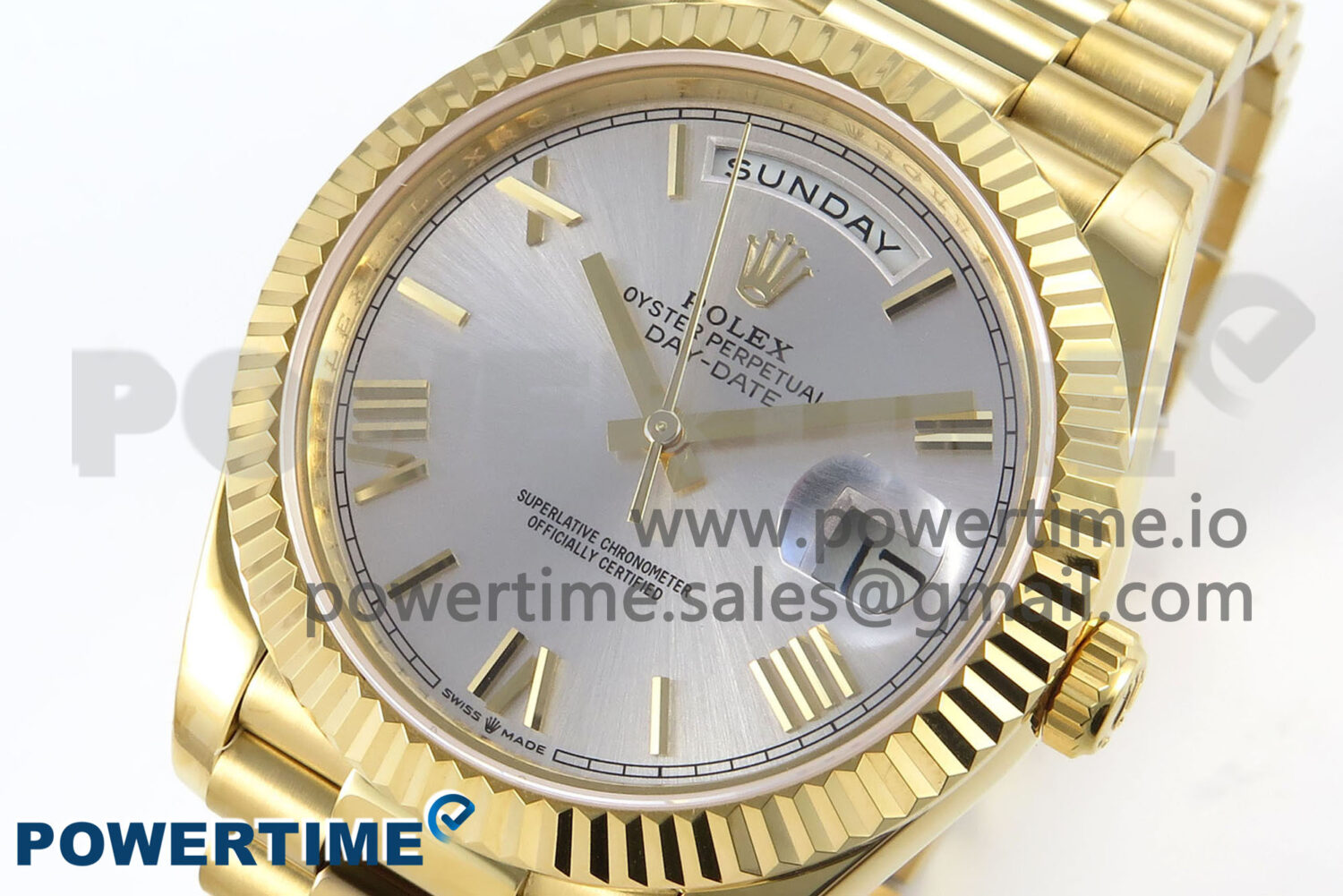 Day Date 40 YG 228238 KF 1:1 Best Edition Silver Roman Dial on President Bracelet VR3255 (Gain Weight) - Image 3