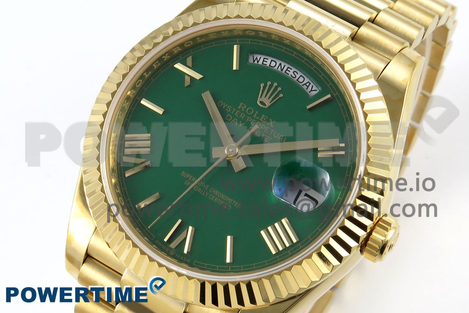 Day Date 40 YG 228238 KF 1:1 Best Edition Green Roman Dial on President Bracelet VR3255 (Gain Weight) - Image 3