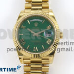 Day Date 40 YG 228238 KF 1:1 Best Edition Green Roman Dial on President Bracelet VR3255 (Gain Weight)