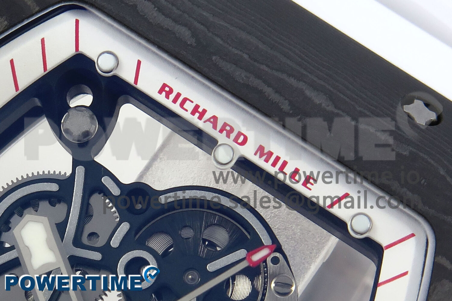 RM055 Ti/NTPT UOKF 1:1 Best Edition White/Red Inner Bezel White Crown on White Rubber Strap RMUL2 Super Clone - Image 4