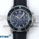 Fifty Fathoms Chrono SS OMF 1:1 Best Edition Blue Dial on Blue Sail-canvas Strap A7750