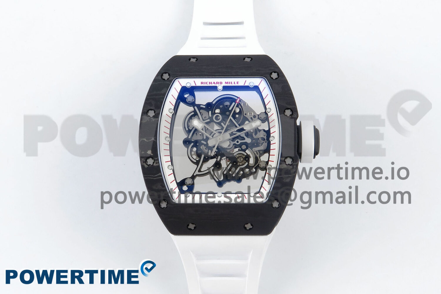 RM055 Ti/NTPT UOKF 1:1 Best Edition White/Red Inner Bezel White Crown on White Rubber Strap RMUL2 Super Clone - Image 1