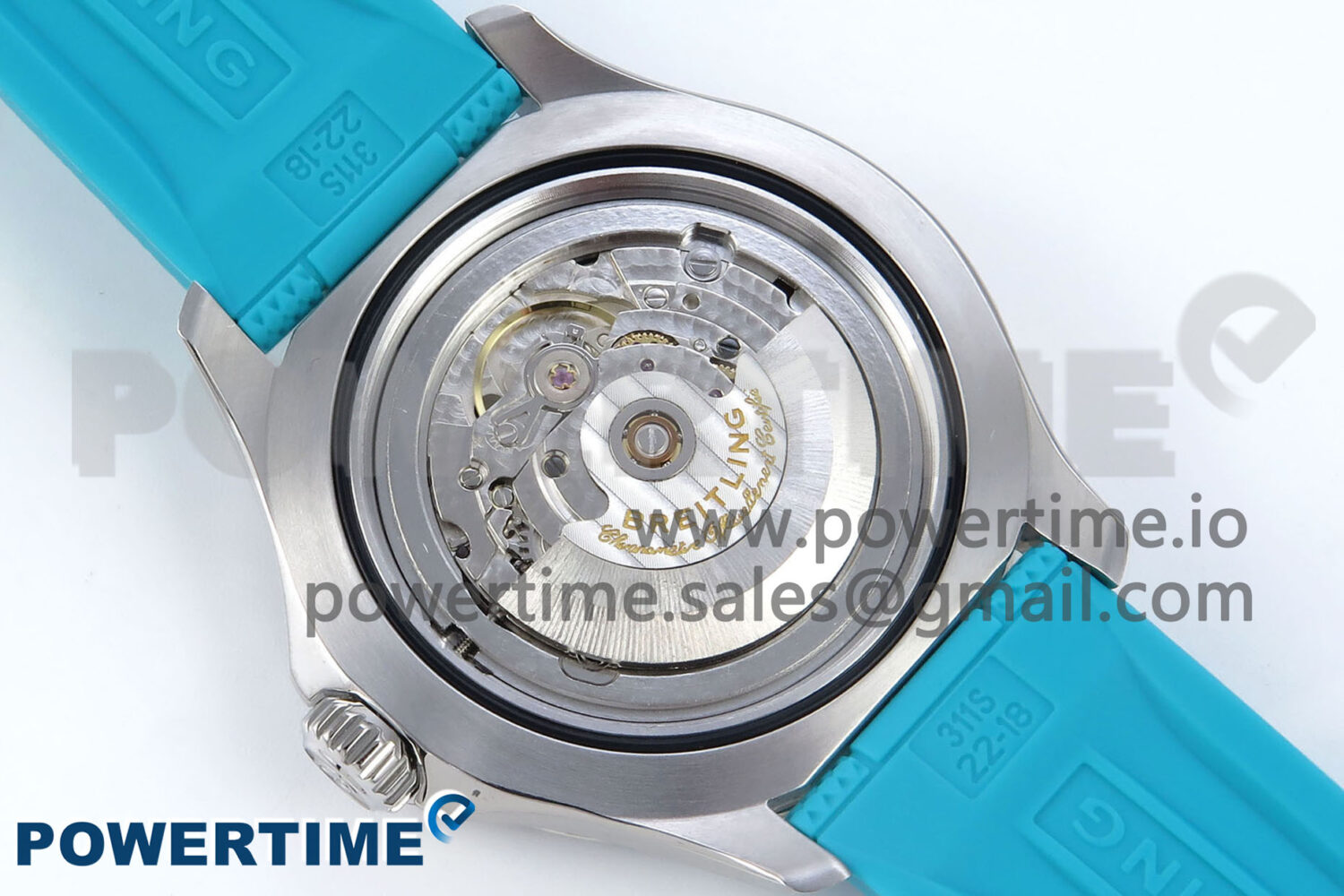 SuperOcean Automatic 42 SS TF 1:1 Best Edition Black Dial on Blue Rubber Strap A2824 - Image 9