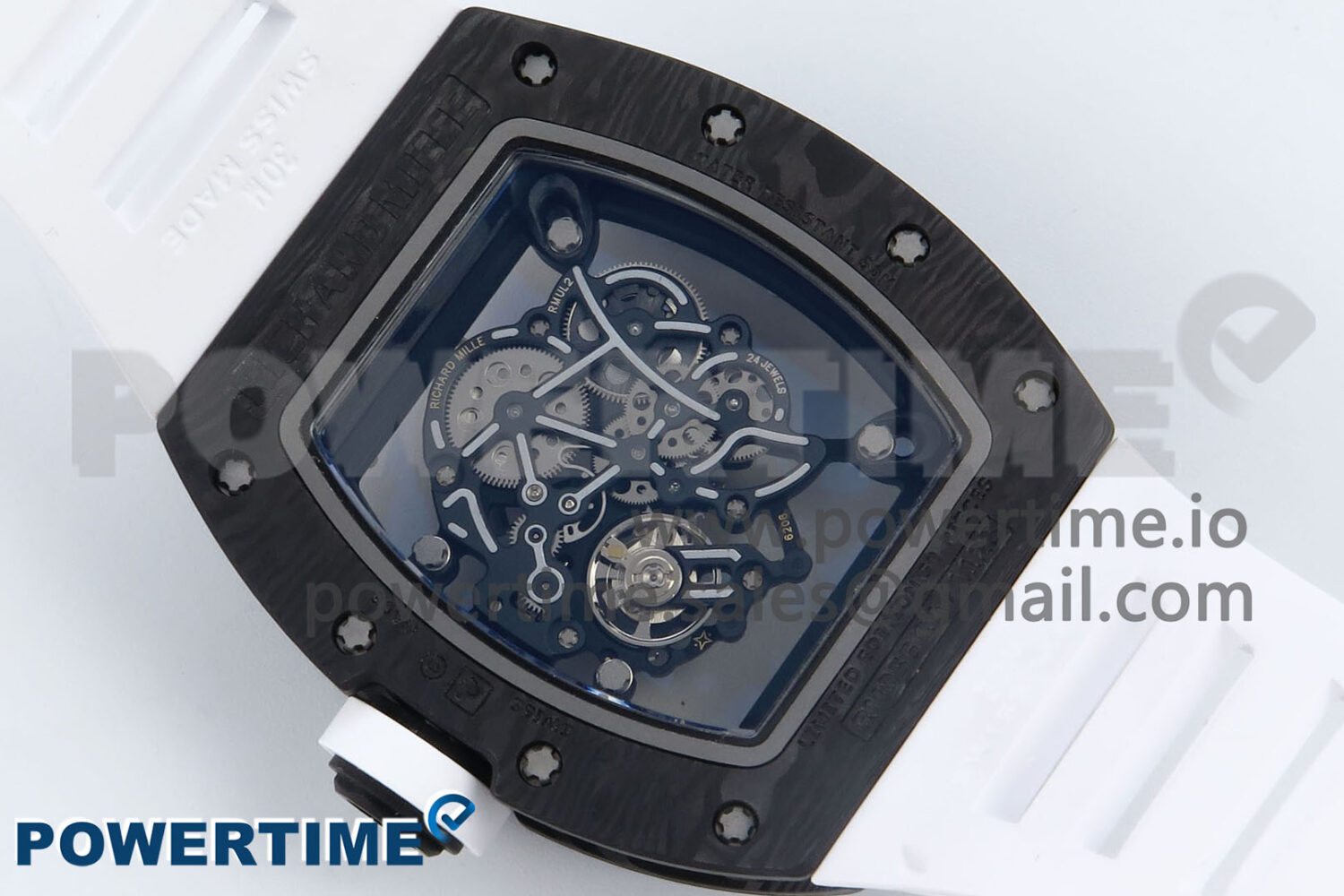 RM055 Ti/NTPT UOKF 1:1 Best Edition White/Red Inner Bezel White Crown on White Rubber Strap RMUL2 Super Clone - Image 8