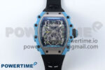 RM021 Tourbillon Blue Quartz Fiber Black Carbon RMF Best Edition on Black Rubber Strap