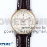 Navitimer 1 RG/SS 38mm TF 1:1 Best Edition White Bezel White Dial on Brown Leather Strap A2824