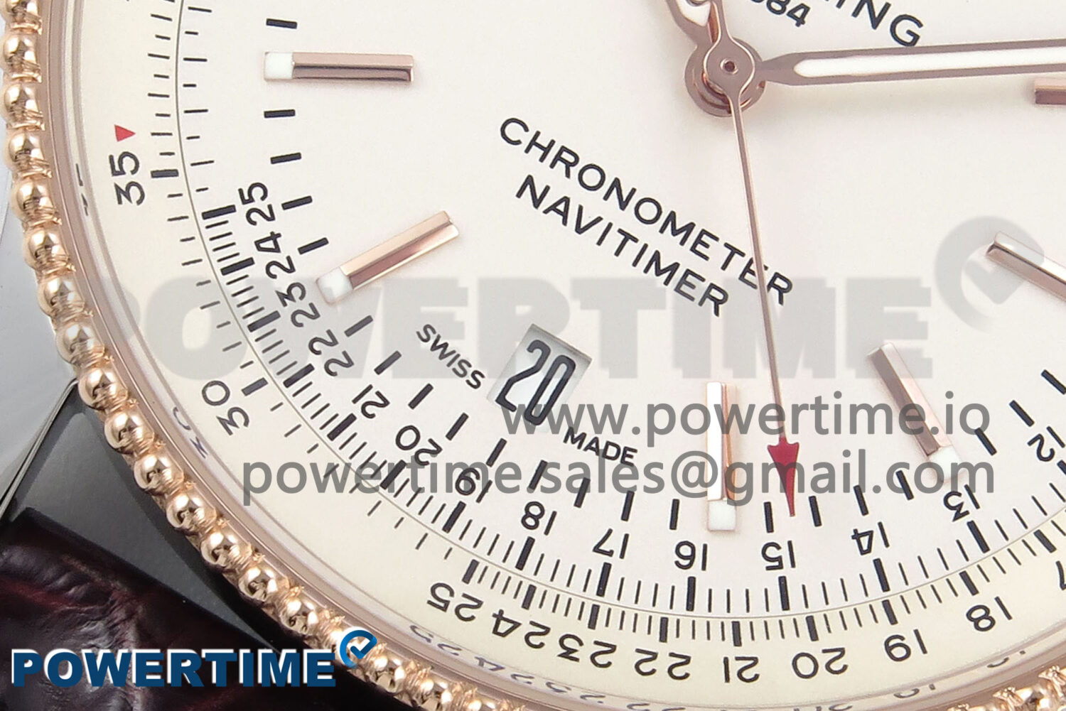 Navitimer 1 RG/SS 38mm TF 1:1 Best Edition White Bezel White Dial on Brown Leather Strap A2824 - Image 5