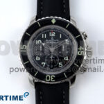 Fifty Fathoms Chrono SS OMF 1:1 Best Edition Black Numeral Dial on Black Sail-canvas Strap A7750