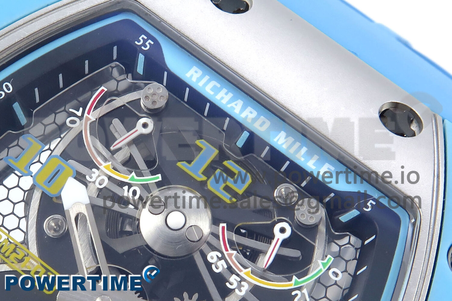 RM021 Tourbillon Blue Quartz Fiber Black Carbon RMF Best Edition on Blue Rubber Strap - Image 4