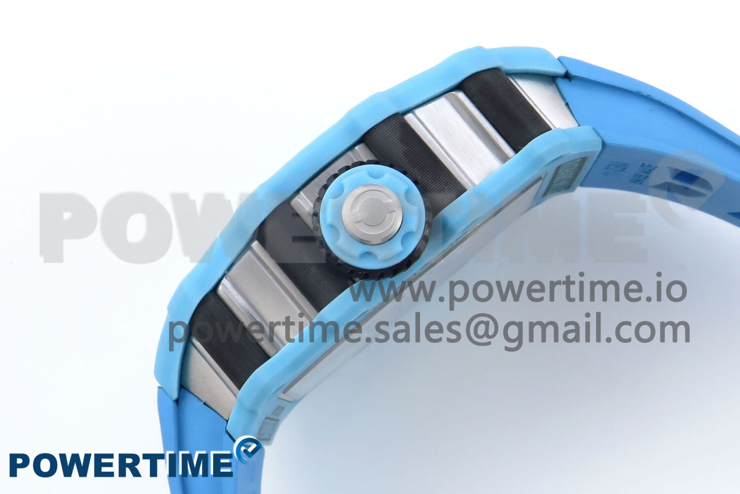 RM021 Tourbillon Blue Quartz Fiber Black Carbon RMF Best Edition on Blue Rubber Strap - Image 6