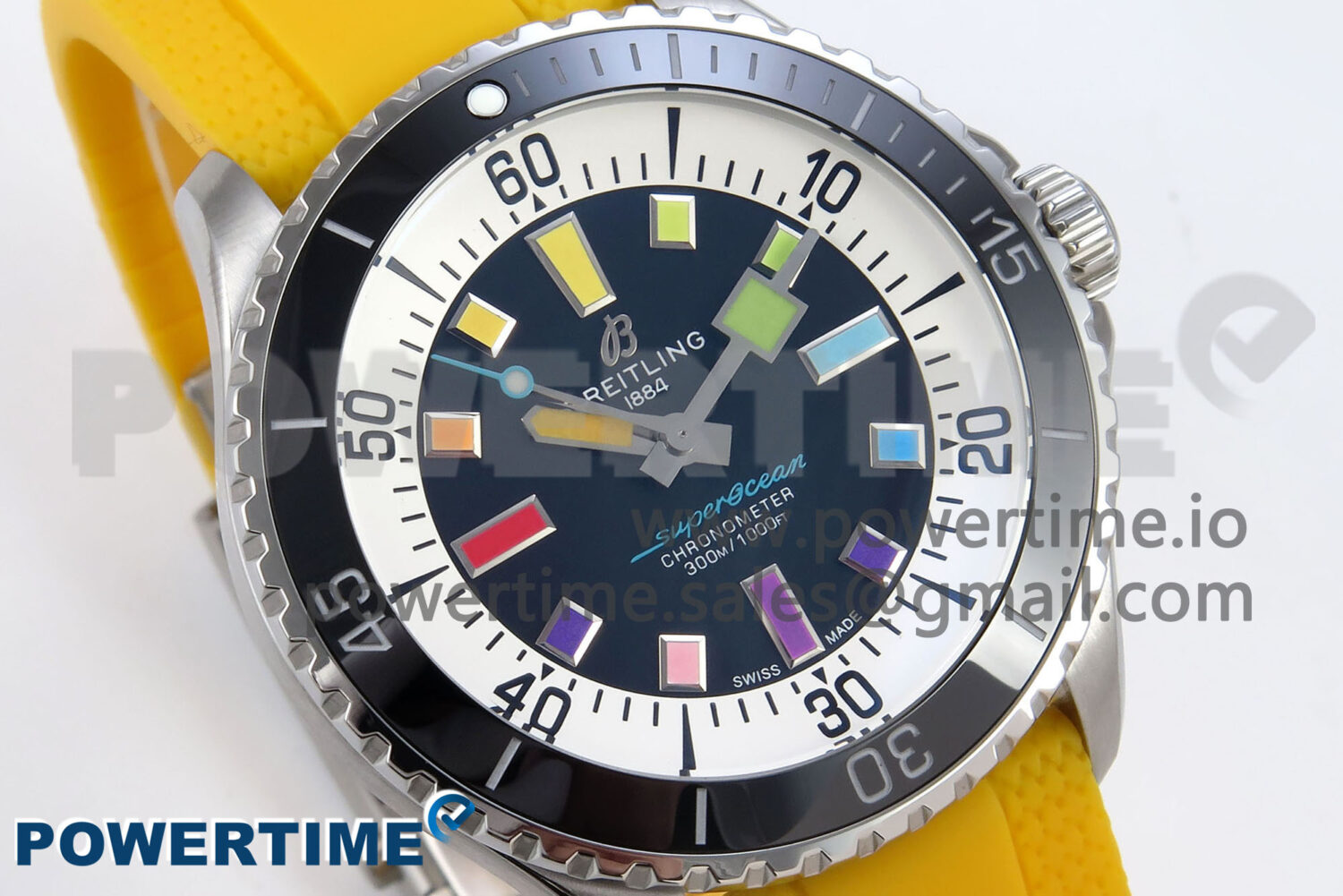 SuperOcean Automatic 42 SS TF 1:1 Best Edition Black Dial on Yellow Rubber Strap A2824 - Image 2