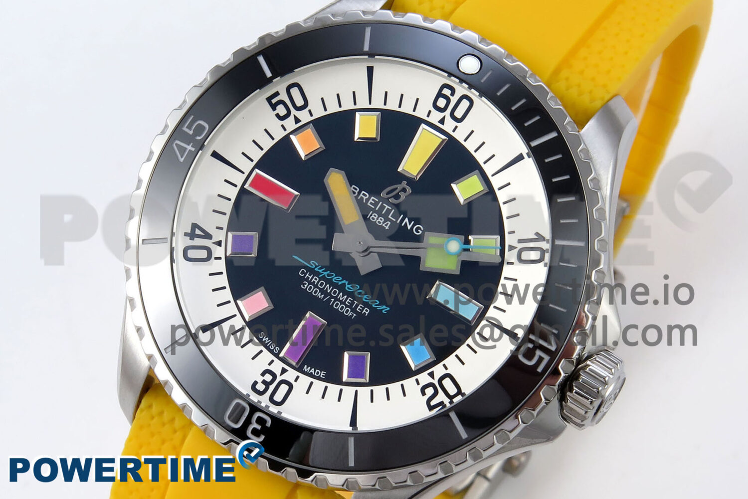 SuperOcean Automatic 42 SS TF 1:1 Best Edition Black Dial on Yellow Rubber Strap A2824 - Image 3
