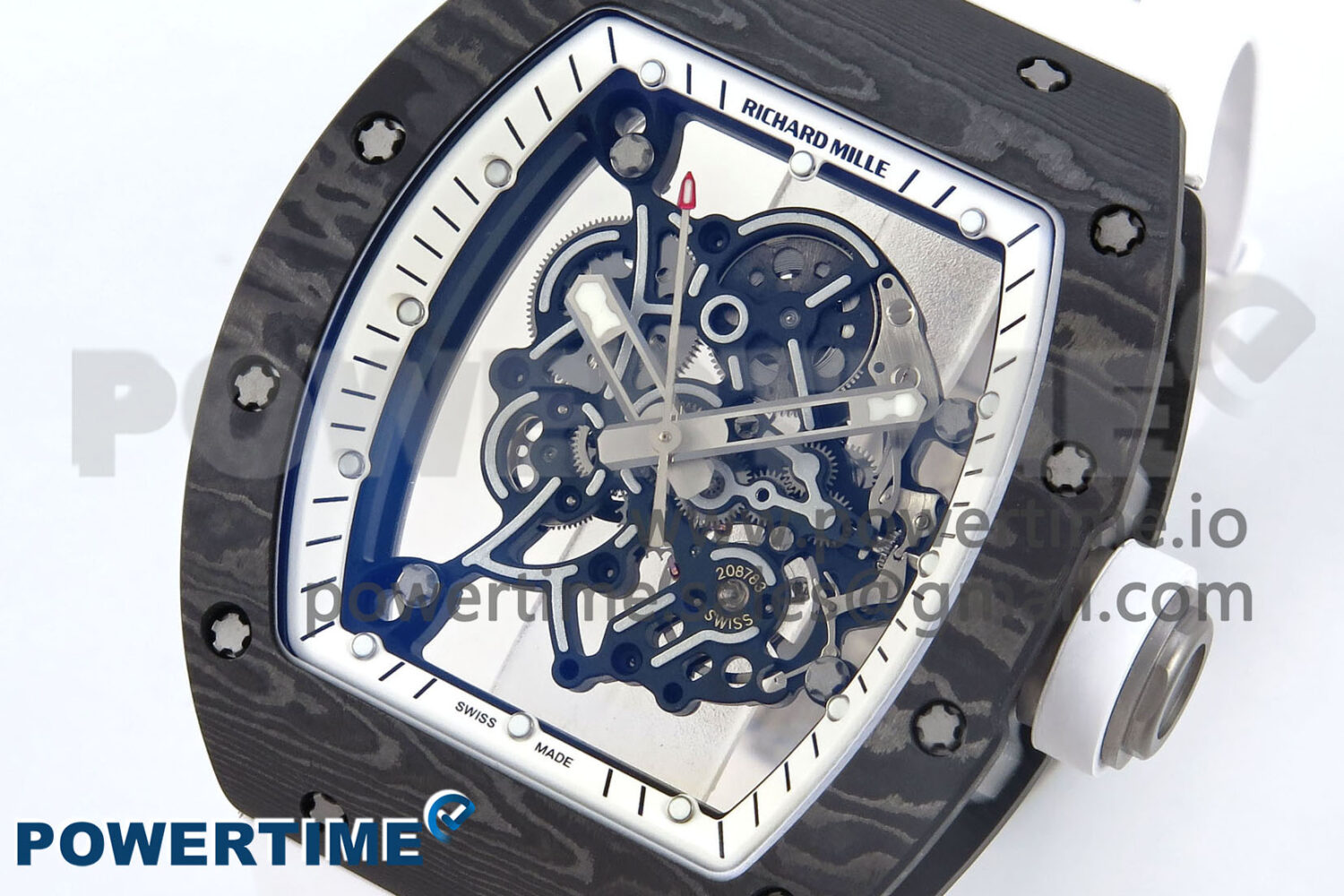 RM055 Ti/NTPT UOKF 1:1 Best Edition White/Black Inner Bezel White Crown on White Rubber Strap RMUL2 Super Clone - Image 3