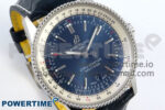 Navitimer 1 SS 38mm TF 1:1 Best Edition White Bezel Blue Dial on Blue Leather Strap A2824 - Image 2