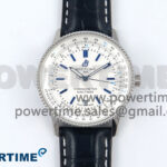 Navitimer 1 SS 41mm TF 1:1 Best Edition White Bezel White Dial on Blue Leather Strap A2824