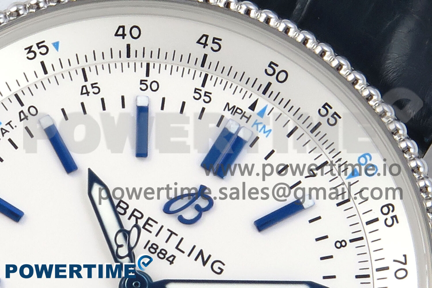 Navitimer 1 SS 41mm TF 1:1 Best Edition White Bezel White Dial on Blue Leather Strap A2824 - Image 4