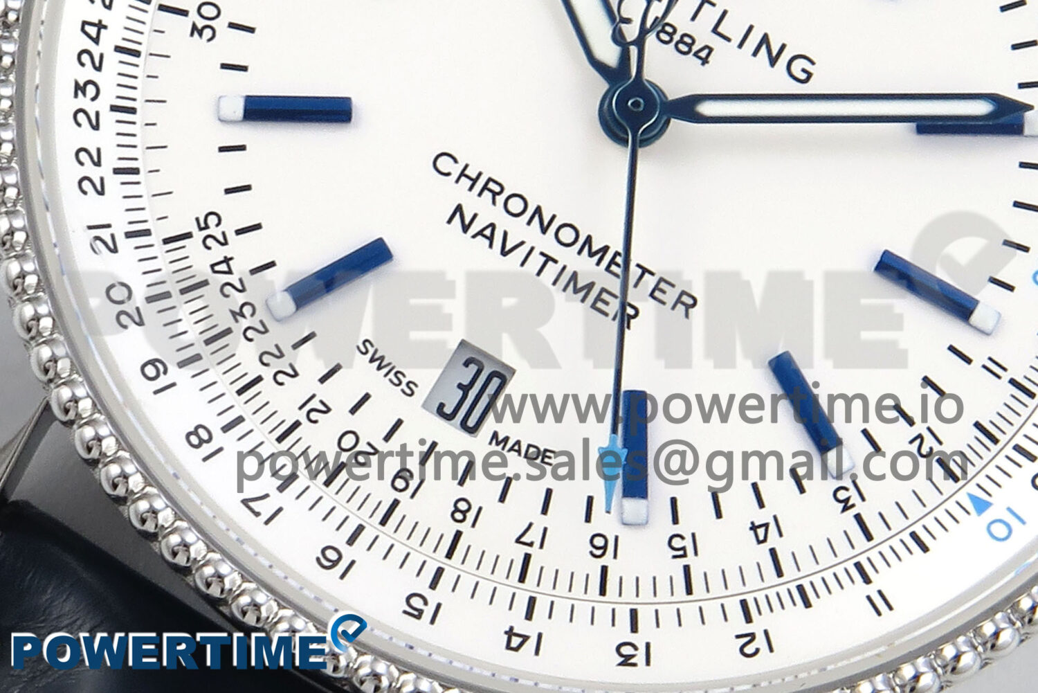 Navitimer 1 SS 41mm TF 1:1 Best Edition White Bezel White Dial on Blue Leather Strap A2824 - Image 5