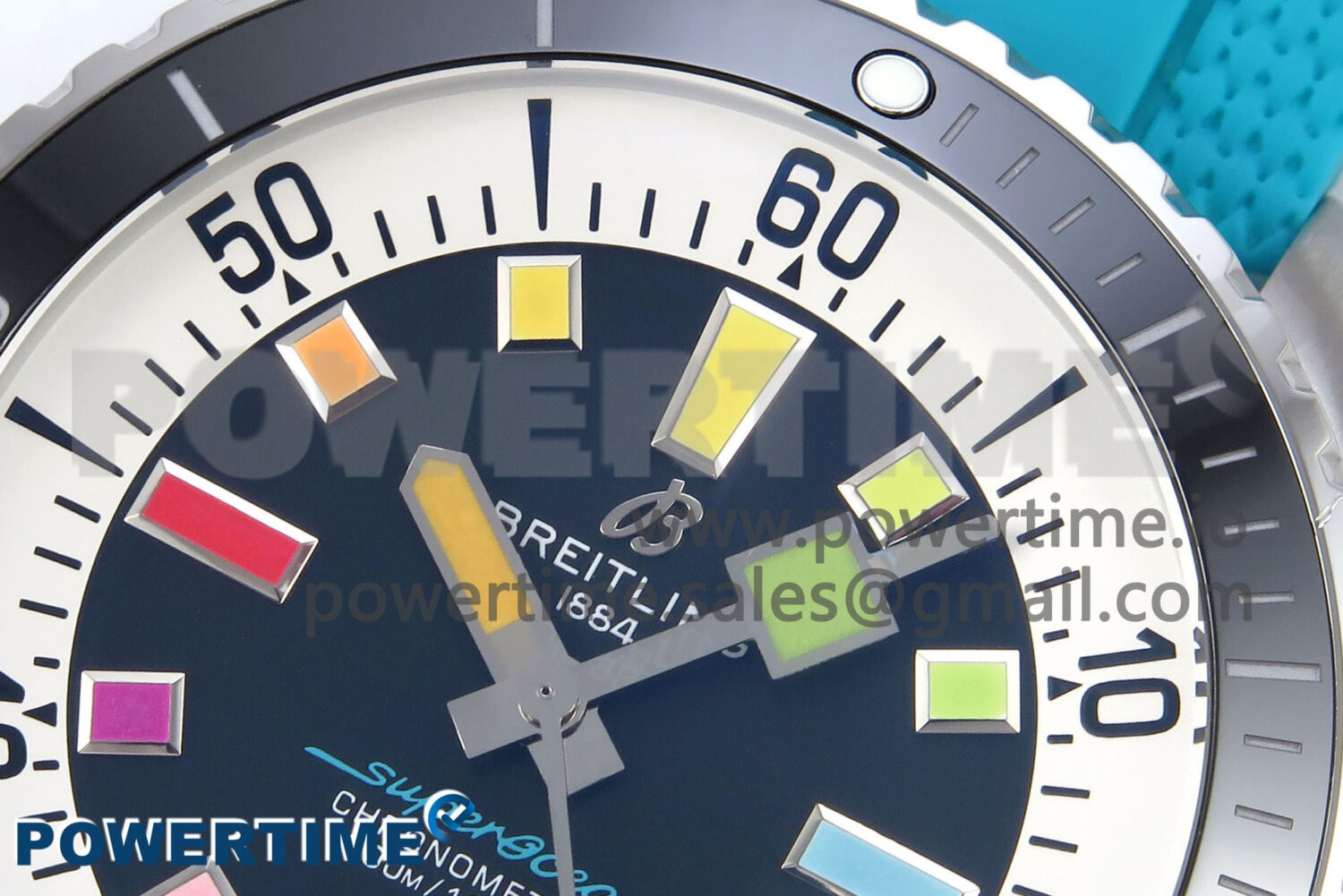 SuperOcean Automatic 42 SS TF 1:1 Best Edition Black Dial on Blue Rubber Strap A2824 - Image 4
