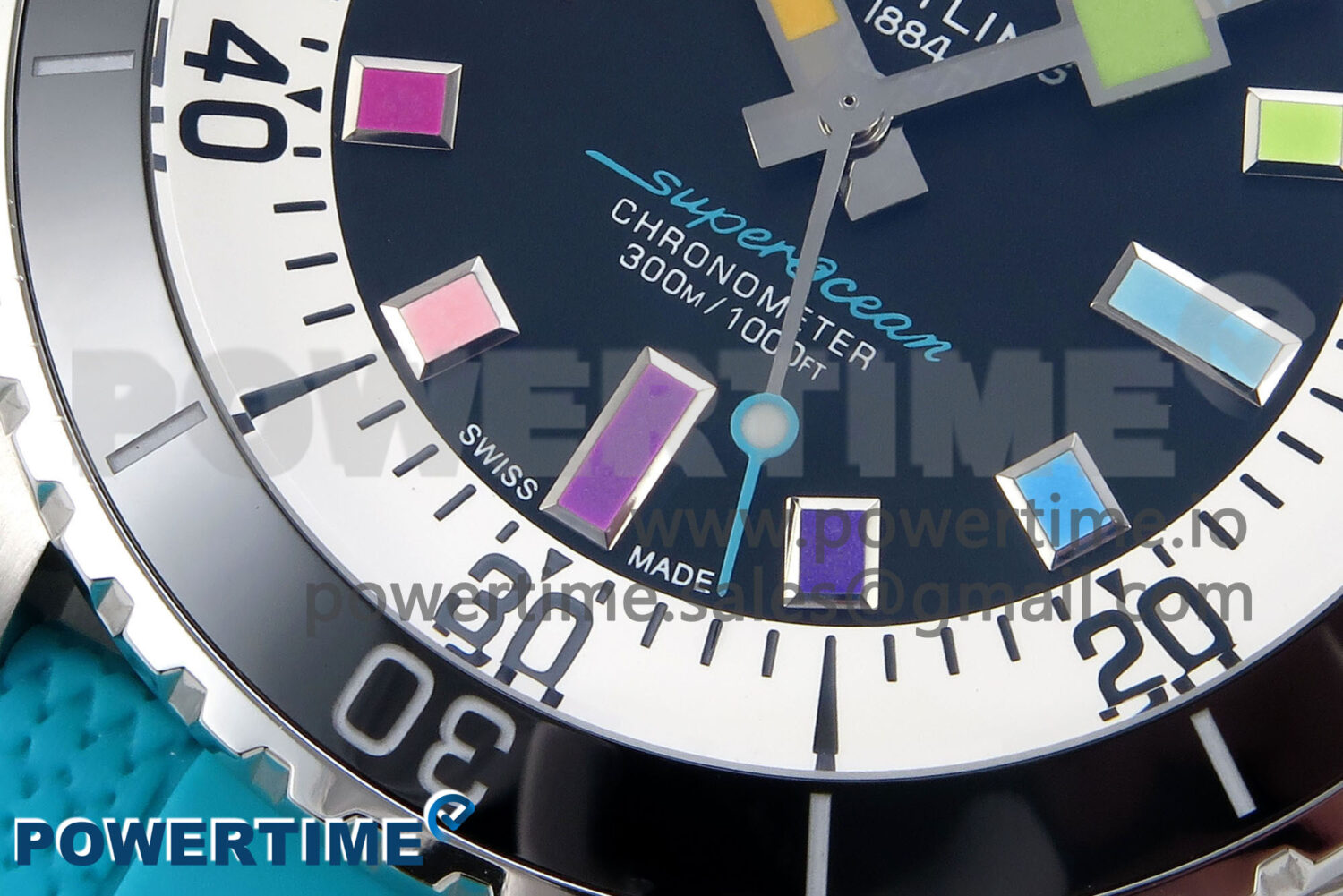 SuperOcean Automatic 42 SS TF 1:1 Best Edition Black Dial on Blue Rubber Strap A2824 - Image 5