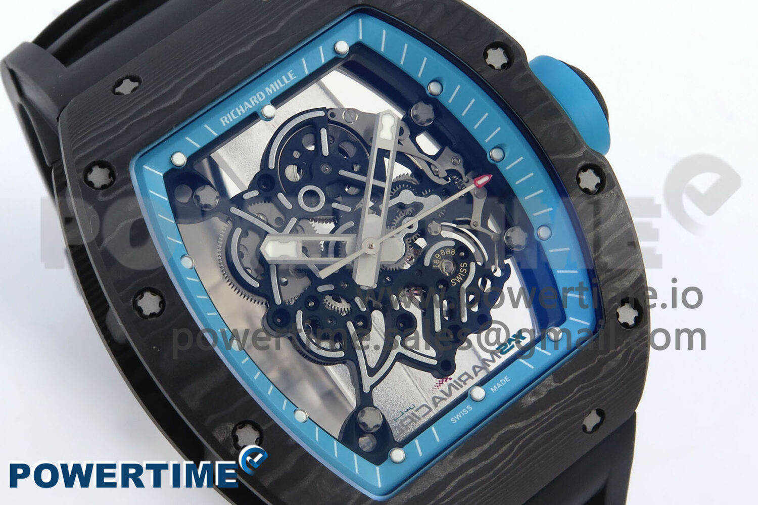 RM055 NTPT UOKF 1:1 Best Edition Blue Inner Bezel Black Crown on Black Rubber Strap RMUL2 Super Clone - Image 2