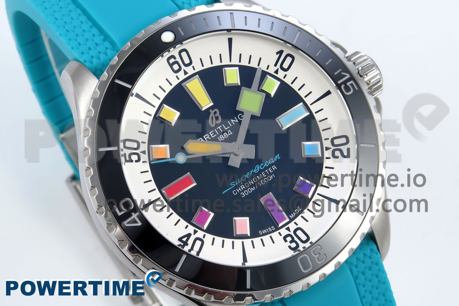 SuperOcean Automatic 42 SS TF 1:1 Best Edition Black Dial on Blue Rubber Strap A2824 - Image 2