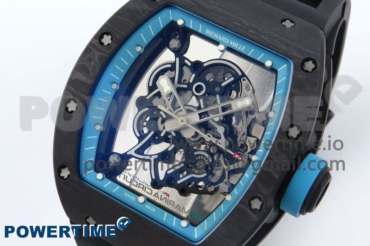 RM055 NTPT UOKF 1:1 Best Edition Blue Inner Bezel Black Crown on Black Rubber Strap RMUL2 Super Clone - Image 3