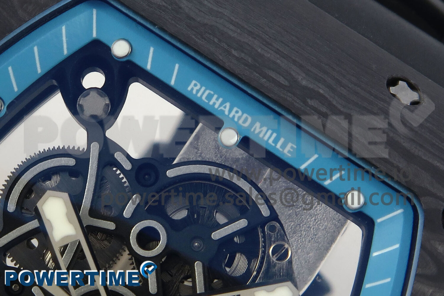 RM055 NTPT UOKF 1:1 Best Edition Blue Inner Bezel Black Crown on Black Rubber Strap RMUL2 Super Clone - Image 4