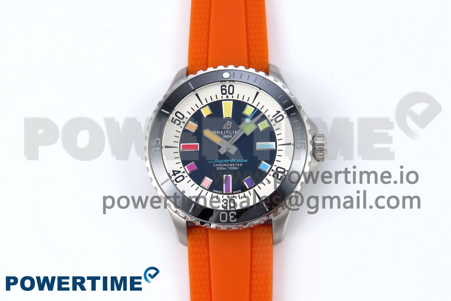 SuperOcean Automatic 42 SS TF 1:1 Best Edition Black Dial on Orange Rubber Strap A2824 - Image 1