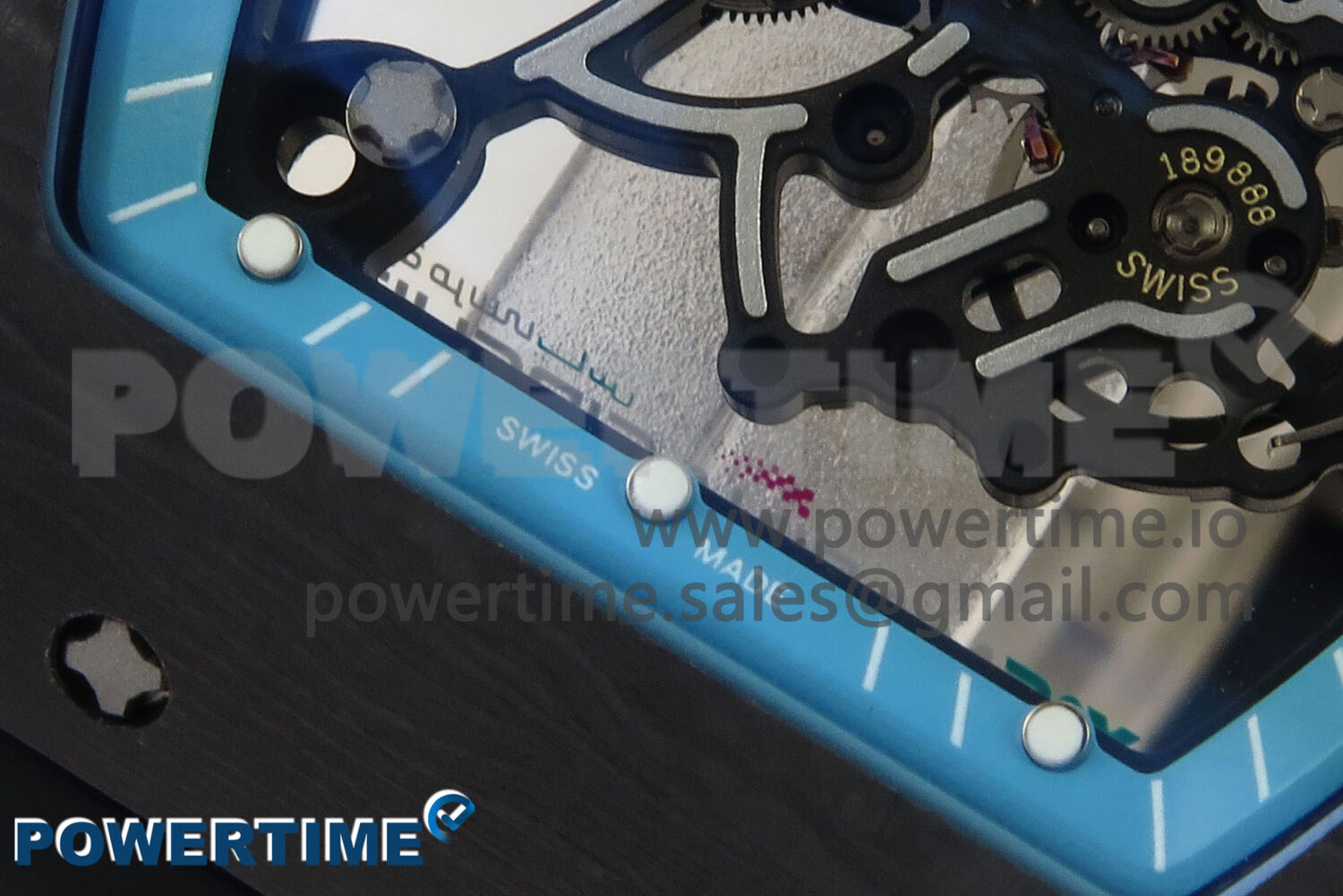 RM055 NTPT UOKF 1:1 Best Edition Blue Inner Bezel Black Crown on Black Rubber Strap RMUL2 Super Clone - Image 5
