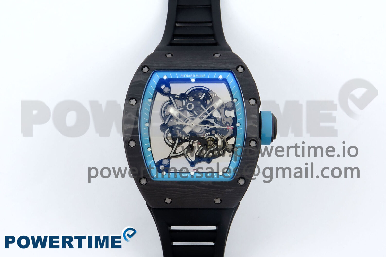 RM055 NTPT UOKF 1:1 Best Edition Blue Inner Bezel Black Crown on Black Rubber Strap RMUL2 Super Clone - Image 1
