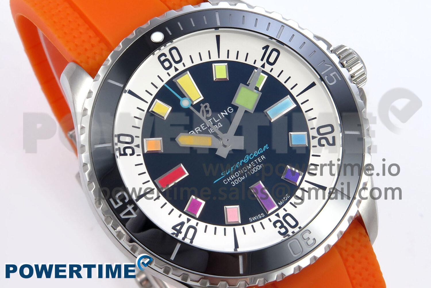 SuperOcean Automatic 42 SS TF 1:1 Best Edition Black Dial on Orange Rubber Strap A2824 - Image 2